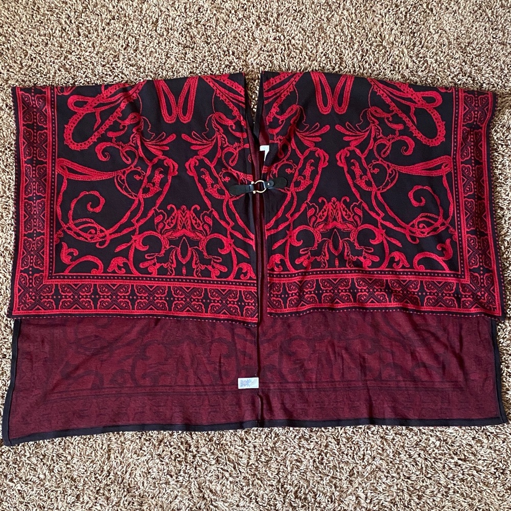 Dana Buchman Red and Black Patterned Wrap